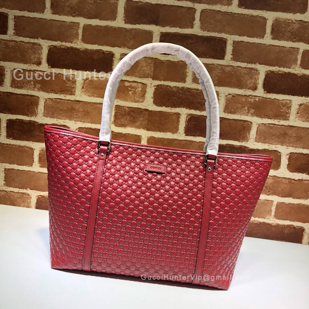 Gucci Micro GG Guccissima Leather Large Joy Tote Bag Red 449647